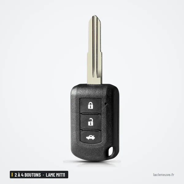 Coque de clé 2 à 4 boutons pour Mitsubishi Eclipse, Outlander, lame MIT11 - vue de profil, lame rentrée