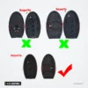 Coque de clé 2 à 4 boutons pour Nissan Altima, Maxima, Murano, Sentra - comparaison de coques ouvertes avec repères