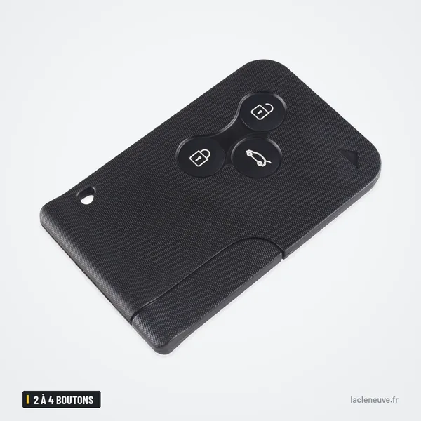 Coque de clé 2 à 4 boutons pour Renault Clio, Megane, Scenic, Koleos - vue de face, trois boutons visibles