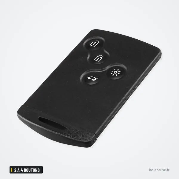 Coque de clé 2 à 4 boutons pour Renault Clio, Megane, Scenic, Koleos - vue de face, quatre boutons visibles