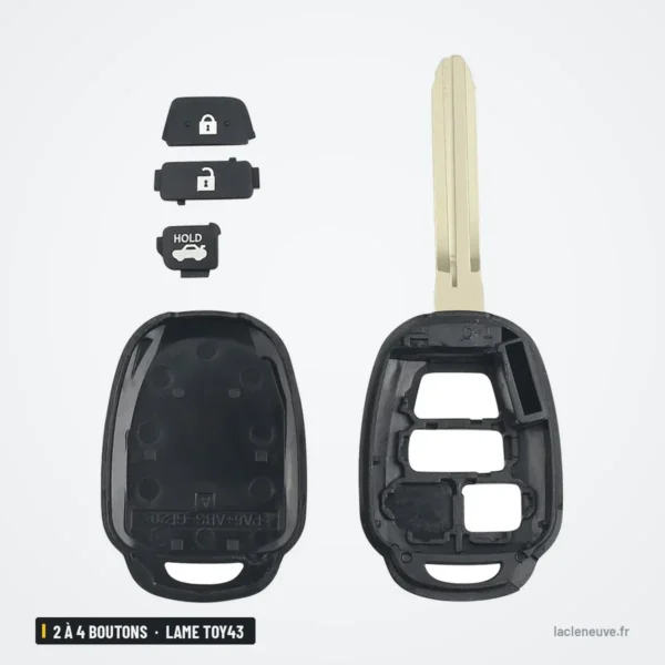Coque de clé 2 à 4 boutons pour Toyota Camry, Corolla, Tundra, lame TOY43 - pièces séparées, boutons, coques et lame détachés
