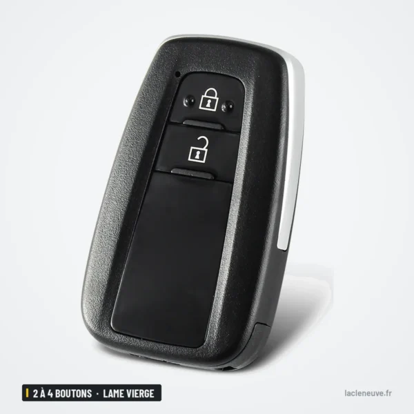 Coque de clé 2 à 4 boutons pour Toyota Camry, Prius, RAV4, C-HR, lame vierge - vue de profil, deux boutons