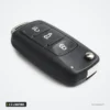 Coque de clé 2 à 4 boutons pour VW Golf, Polo, Skoda Octavia, Seat Leon - vue de trois quarts, lame repliée