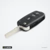 Coque de clé 2 à 4 boutons pour VW Golf, Polo, Skoda Octavia, Seat Leon - vue de profil, lame dépliée, détail du mécanisme