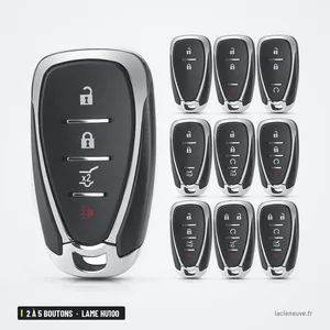 Coque de clé 2 à 5 boutons pour Chevrolet Cruze, Malibu, Camaro, lame HU100 - coque avec dix variantes de boutons