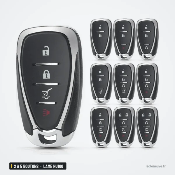 Coque de clé 2 à 5 boutons pour Chevrolet Cruze, Malibu, Camaro, lame HU100 - coque avec dix variantes de boutons