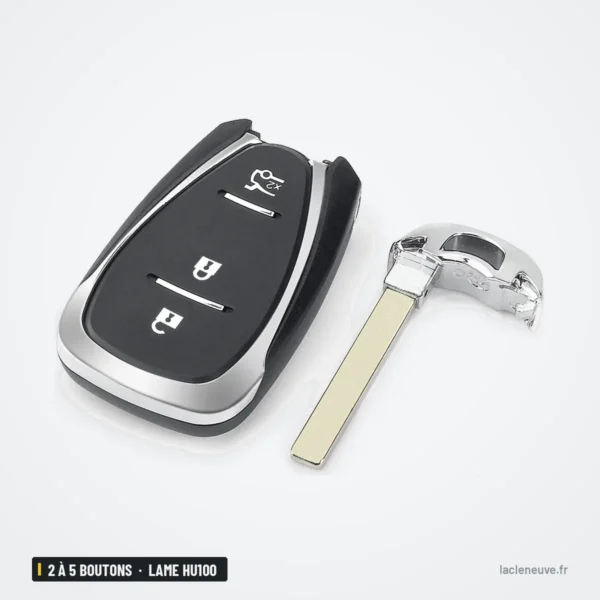 Coque de clé 2 à 5 boutons pour Chevrolet Cruze, Malibu, Camaro, lame HU100 - lame séparée à côté de la coque