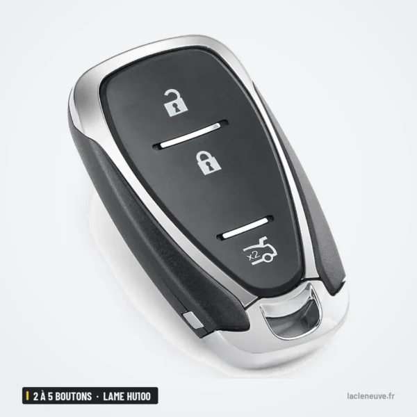 Coque de clé 2 à 5 boutons pour Chevrolet Cruze, Malibu, Camaro, lame HU100 - vue de face, boutons arrondis