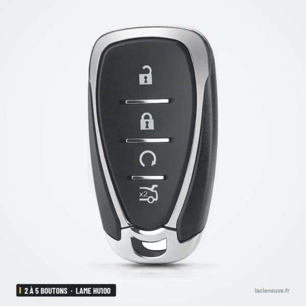Coque de clé 2 à 5 boutons pour Chevrolet Cruze, Malibu, Camaro, lame HU100 - vue de face, quatre boutons distincts
