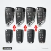 Coque de clé 2 à 5 boutons pour Chevrolet Cruze, Opel Astra - huit coques alignées en deux rangées, versions modifiées