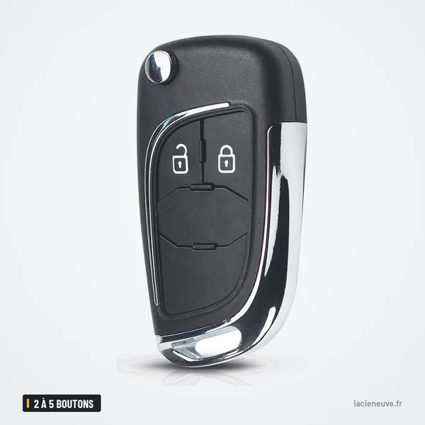 Coque de clé 2 à 5 boutons pour Chevrolet, Opel, Buick - télécommande fermée, lame rentrée, finition chromée