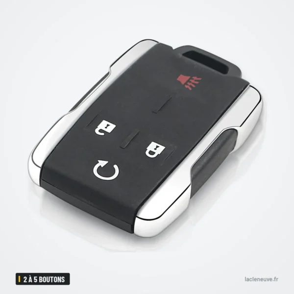 Coque de clé 2 à 5 boutons pour Chevrolet Silverado, Colorado, GMC Sierra - télécommande vue en biais, bouton d'alarme