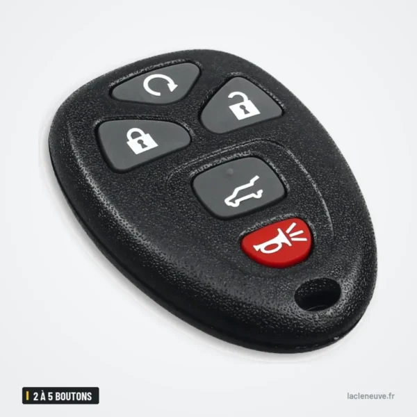 Coque de clé 2 à 5 boutons pour Hummer H3, Chevrolet Colorado, Buick, GMC - télécommande cinq boutons, vue de face