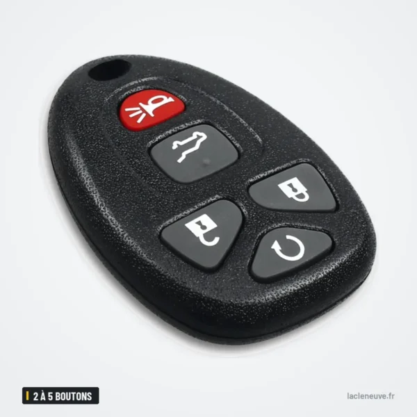 Coque de clé 2 à 5 boutons pour Hummer H3, Chevrolet Colorado, Buick, GMC - télécommande six boutons, vue de face