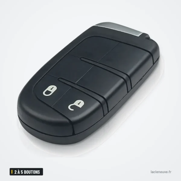 Coque de clé 2 à 5 boutons pour Jeep, Chrysler, Dodge, Fiat - vue de face, deux boutons