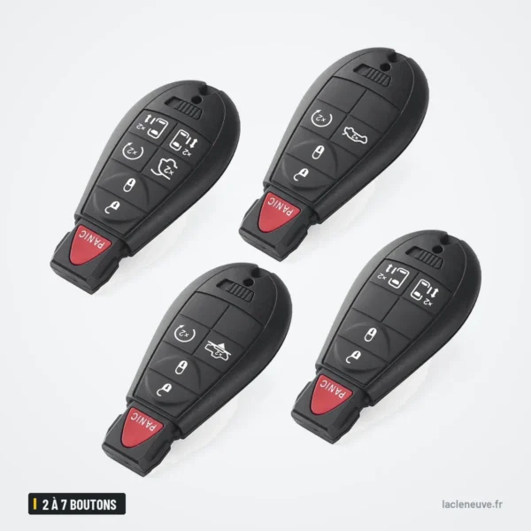 Coque de clé 2 à 7 boutons pour Dodge Charger, Challenger, Chrysler 300 - quatre télécommandes différentes côte à côte