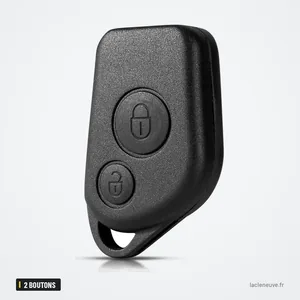 Coque de clé 2 boutons pour Citroën Berlingo, Xsara, Saxo, Peugeot 306 - vue de face, deux boutons et anneau