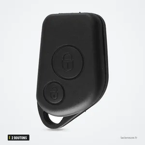 Coque de clé 2 boutons pour Citroën Saxo, Berlingo, Xsara, Peugeot 306/307/406 - boîtier deux boutons vue de face Coque de clé 2 boutons pour Citroën Saxo, Berlingo, Xsara, Peugeot 306/307/406 - boîtier deux boutons vue de face