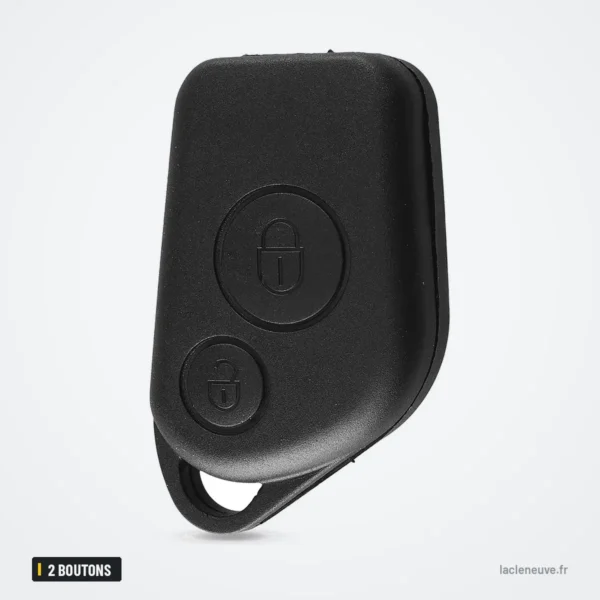 Coque de clé 2 boutons pour Citroën Saxo, Berlingo, Xsara, Peugeot 306/307/406 - boîtier deux boutons vue de face