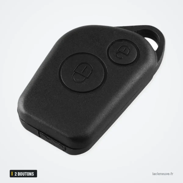 Coque de clé 2 boutons pour Citroën Saxo, Berlingo, Xsara, Peugeot 306/307/406 - boîtier deux boutons avec anneau