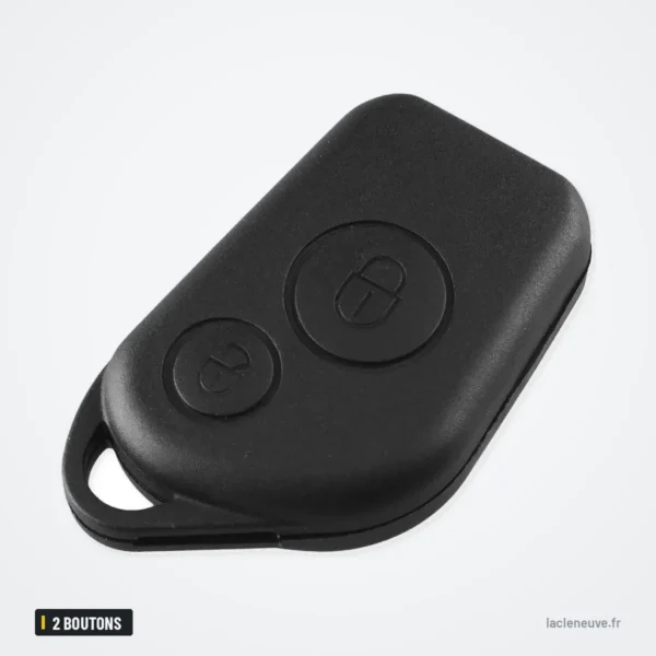 Coque de clé 2 boutons pour Citroën Saxo, Berlingo, Xsara, Peugeot 306/307/406 - boîtier deux boutons vu de profil
