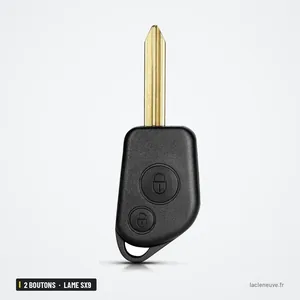 Coque de clé 2 boutons pour Citroën Saxo, Xsara Picasso, Berlingo, lame SX9 - lame déployée, vue de face