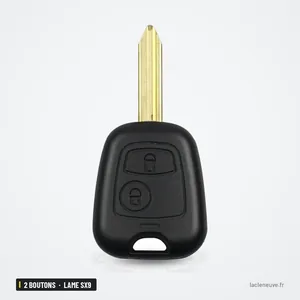 Coque de clé 2 boutons pour Citroën Xsara Picasso, Berlingo, lame SX9 - coque avec lame, emplacements de boutons vides