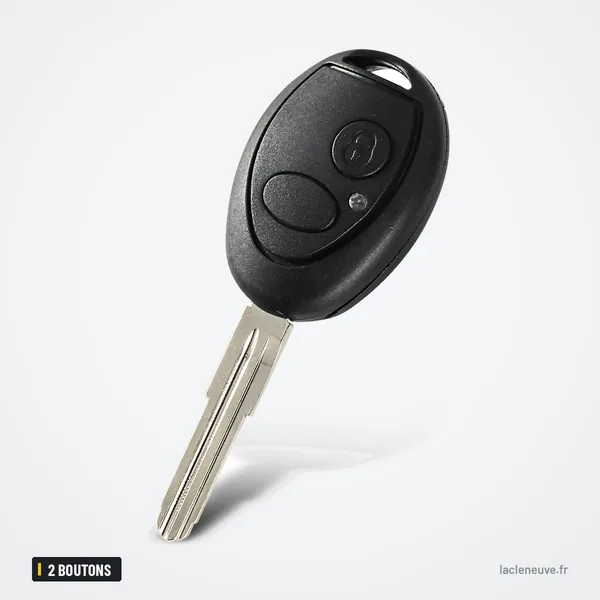 Coque de clé 2 boutons pour Land Rover Discovery, LR3, Sport - vue de trois quarts, lame partiellement visible