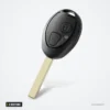 Coque de clé 2 boutons pour Mini Cooper R50/R53, Rover 75, Land Rover Discovery - vue de face, deux boutons et lame