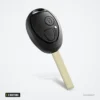 Coque de clé 2 boutons pour Mini Cooper R50/R53, Rover 75, Land Rover Discovery - vue de profil, deux boutons visibles