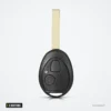 Coque de clé 2 boutons pour Mini Cooper R50/R53, Rover 75, Land Rover Discovery - vue de face rapprochée, sans lame
