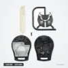 Coque de clé 2 boutons pour Nissan Micra K14, Juke, March, Sunny, lame NSN14 - pièces détachées de la coque vue éclatée