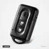 Coque de clé 2 boutons pour Nissan Qashqai, Juke, Micra, X-Trail - vue de trois quarts, légèrement inclinée