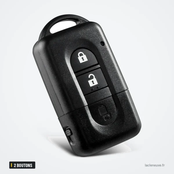 Coque de clé 2 boutons pour Nissan Qashqai, Juke, Micra, X-Trail - boutons avec symboles cadenas ouvert et fermé