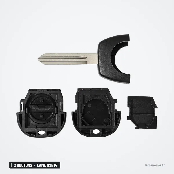 Coque de clé 2 boutons pour Nissan X-Trail, Primera, Micra, Almera, lame NSN14 - pièces détachées, lame et coques séparées