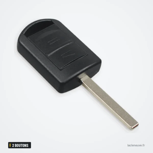 Coque de clé 2 boutons pour Opel Corsa, Meriva, Astra, Combo - vue de face, boutons sans lame