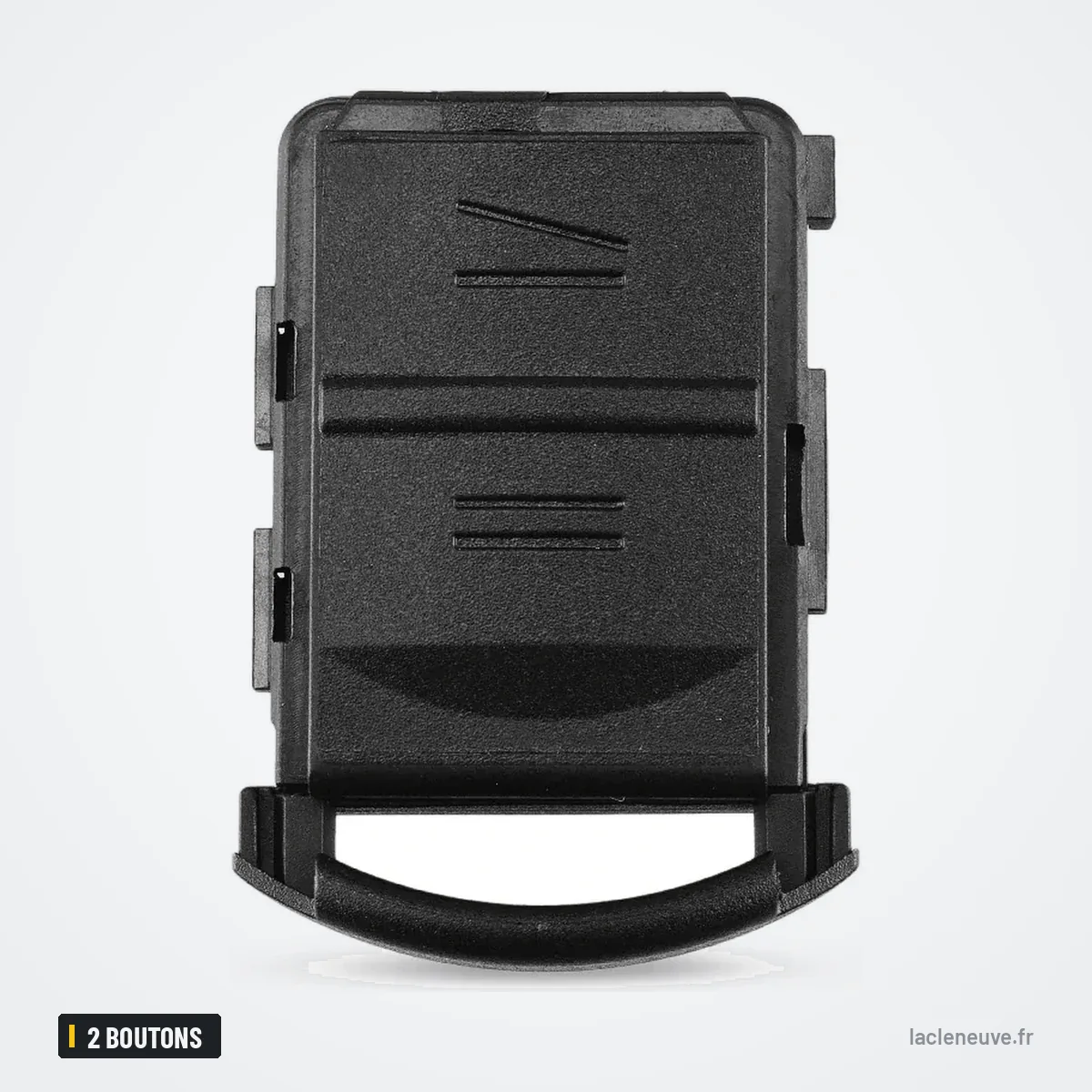 Coque de clé 2 boutons pour Opel Corsa, Tigra, Agila, Meriva, Combo - vue de face, deux boutons horizontaux Coque de clé 2 boutons pour Opel Corsa, Tigra, Agila, Meriva, Combo - vue de face, deux boutons horizontaux