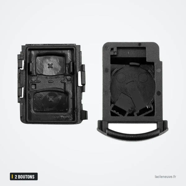 Coque de clé 2 boutons pour Opel Corsa, Tigra, Agila, Meriva, Combo - coque ouverte en deux parties, intérieur visible