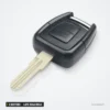 Coque de clé 2 boutons pour Opel Omega, Vectra, Astra, lame HU46/HU43/HU100 - vue de trois-quarts, lame et boutons visibles