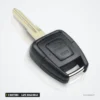 Coque de clé 2 boutons pour Opel Omega, Vectra, Astra, lame HU46/HU43/HU100 - vue de trois-quarts, boutons et logo visibles