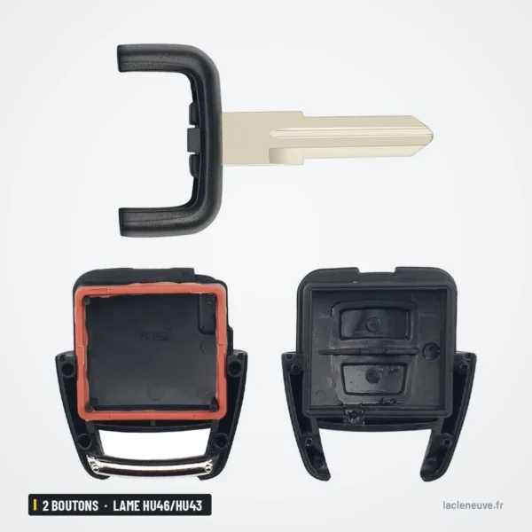 Coque de clé 2 boutons pour Opel Omega, Vectra, Astra - pièces détachées: coque, joint et circuit séparés