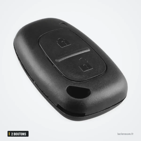 Coque de clé 2 boutons pour Opel Vivaro, Renault Trafic, Nissan Primastar - vue de face, trous latéraux visibles