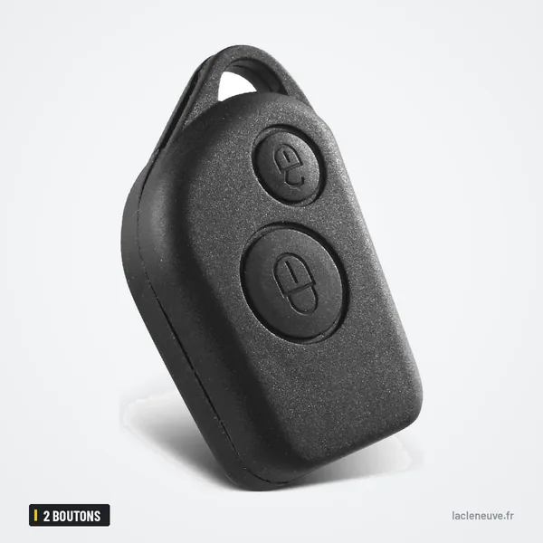 Coque de clé 2 boutons pour Peugeot 306, 307, 406, Citroën Berlingo - vue de profil, coque étroite