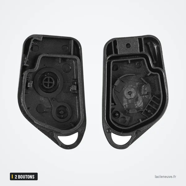 Coque de clé 2 boutons pour Peugeot 306, 307, 406, Citroën Berlingo - coque ouverte, intérieur vide
