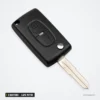 Coque de clé 2 boutons pour Peugeot 4007, 4008, Citroën C-Crosser - coque dépliée, lame sortie, vue de trois quarts