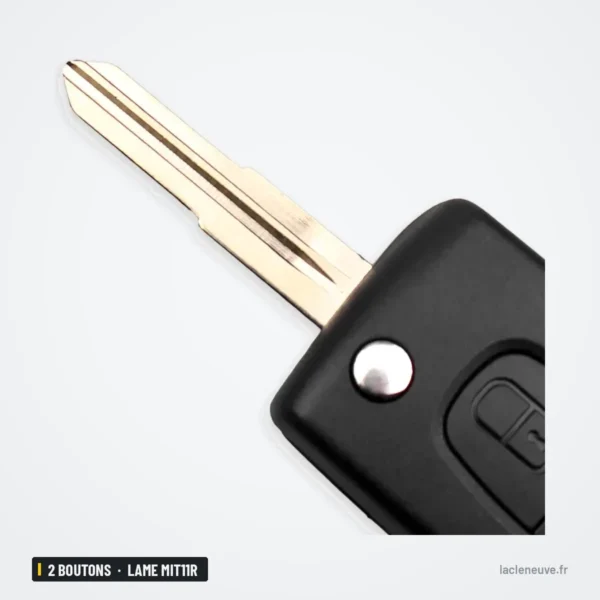 Coque de clé 2 boutons pour Peugeot 4007, 4008, Citroën C-Crosser, lame MIT11R - gros plan de la lame seule