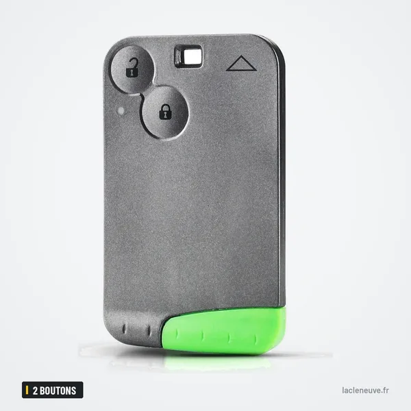 Coque de clé 2 boutons pour Renault Laguna, Espace, Velsatis - carte à puce deux boutons, vue de face