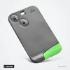 Coque de clé 2 boutons pour Renault Laguna, Espace, Velsatis - carte à puce vue arrière, coin vert