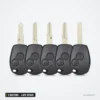 Coque de clé 2 boutons pour Renault Mégane, Clio, Dacia Logan, lame vierge - cinq lames vierges alignées