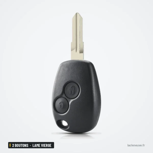 Coque de clé 2 boutons pour Renault Mégane, Clio, Dacia Logan, lame vierge - clé pliée vue de profil
